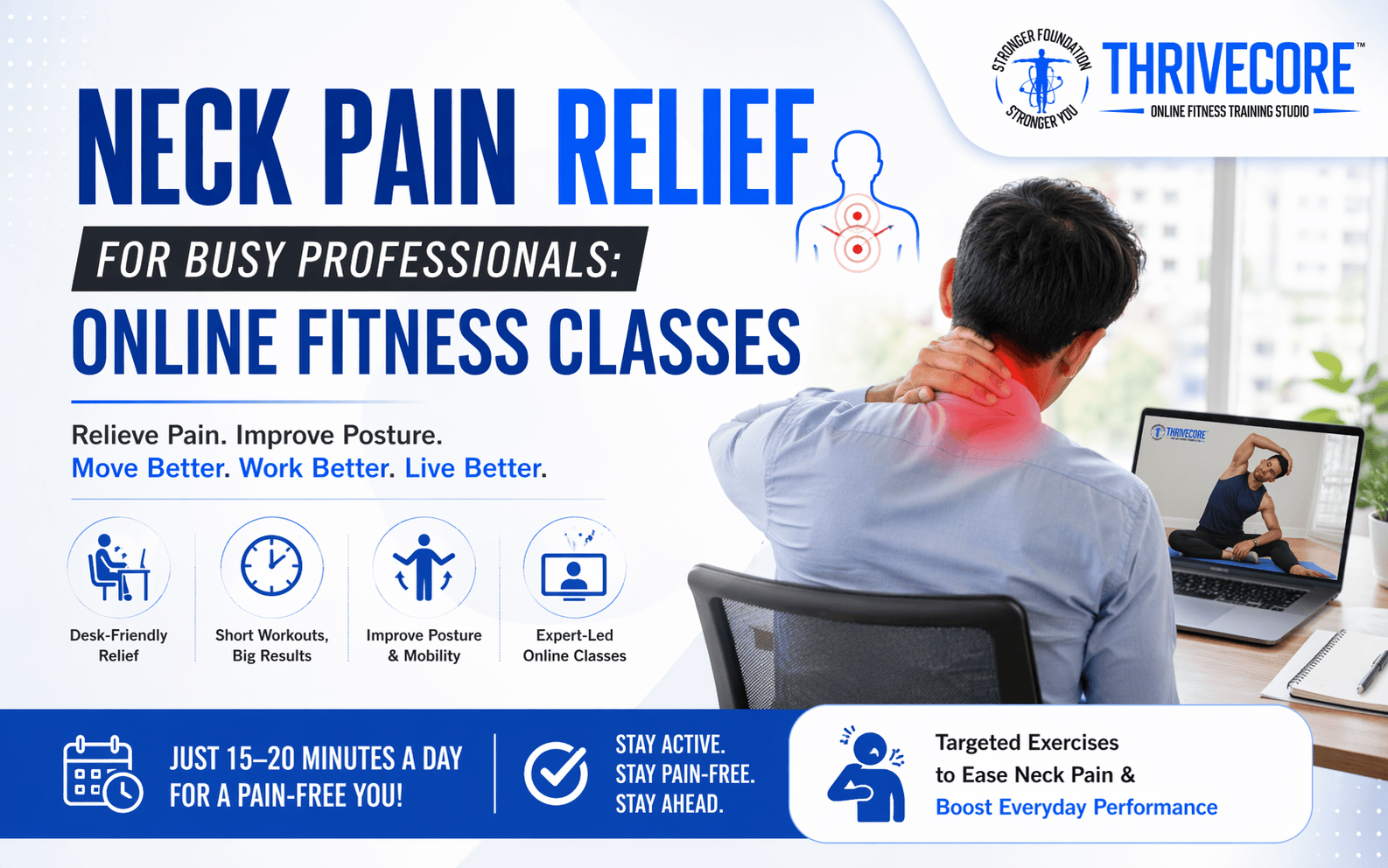 Neck Pain Relief for Busy Professionals: Online Fitness Classes