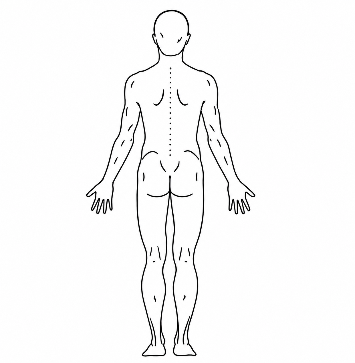 Model standing back-on, correctly framed for the AI posture screening camera