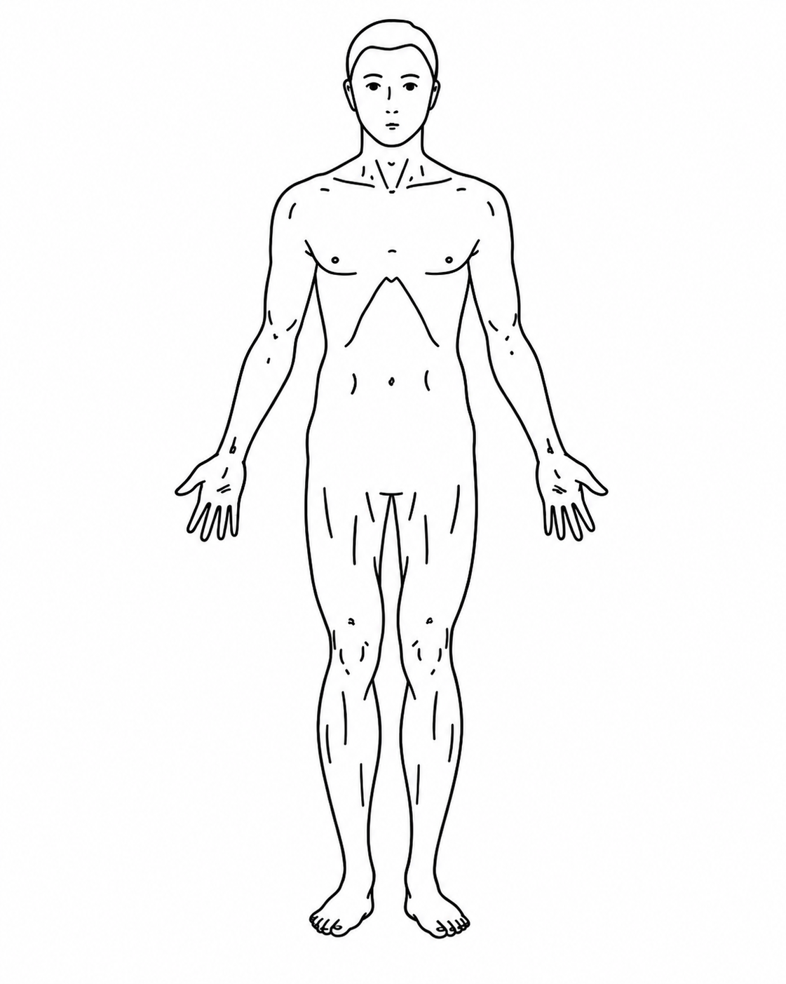 Model standing front-on, correctly framed for the AI posture screening camera