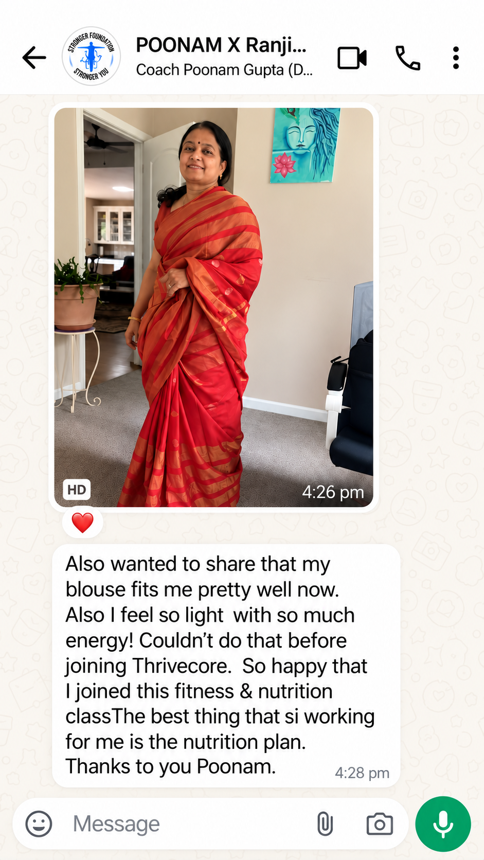 WhatsApp Fitness Testimonial Chat